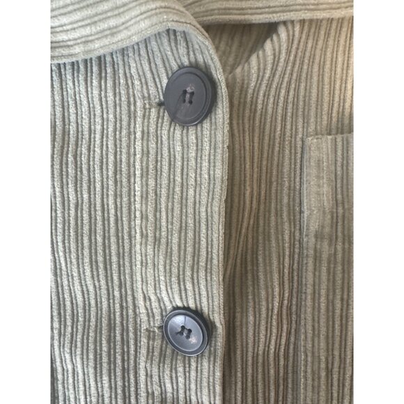 ZARA Light Olive Green Corduroy Medium Button-Up Jacket Drop Sleeve - Picture 10 of 13